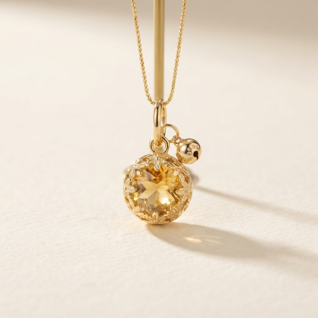 Citrine dog collar charm